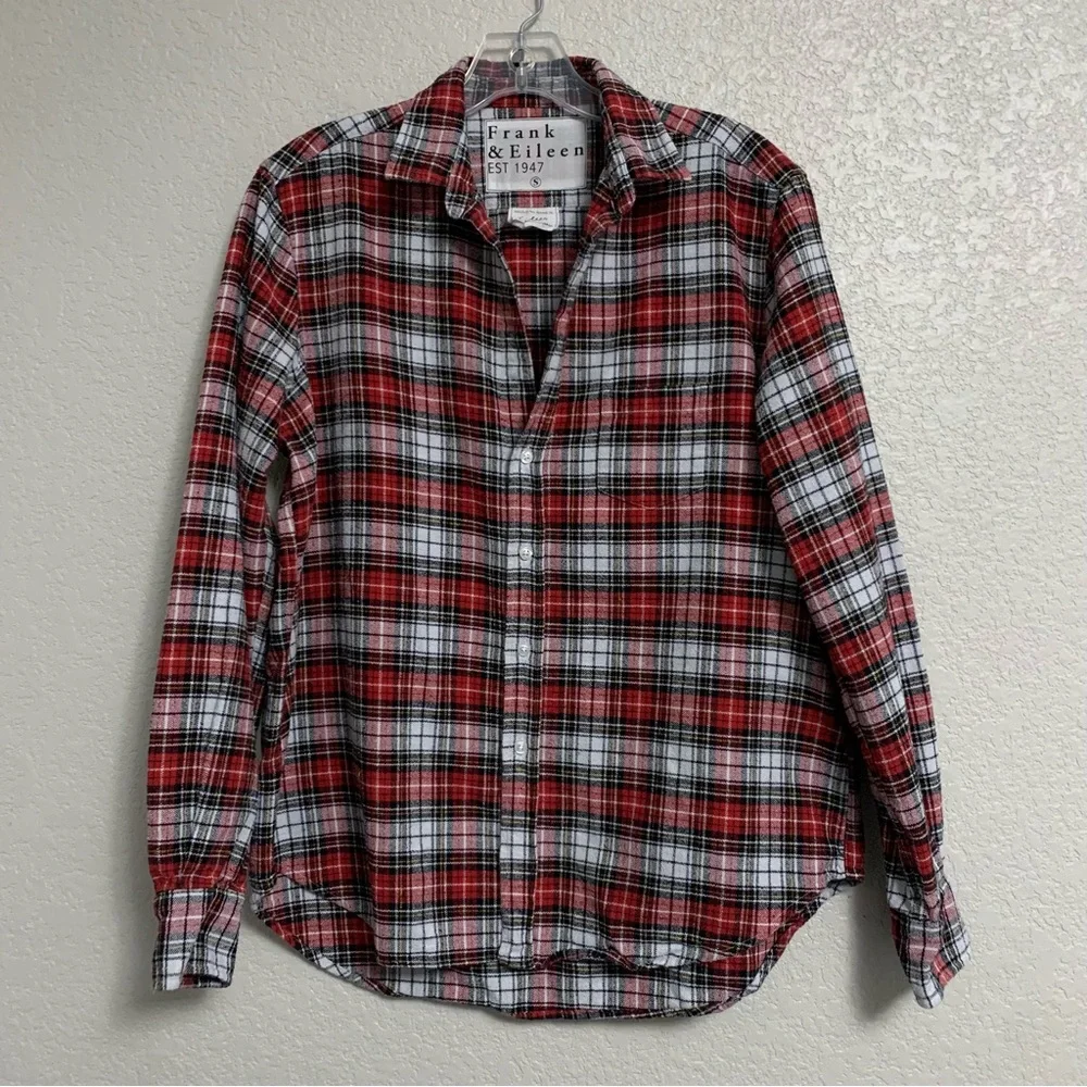 Frank and Eileen Shirt Top Women S Plaid Relaxed Button Up Preppy Italian Eileen - Picture 3 of 16